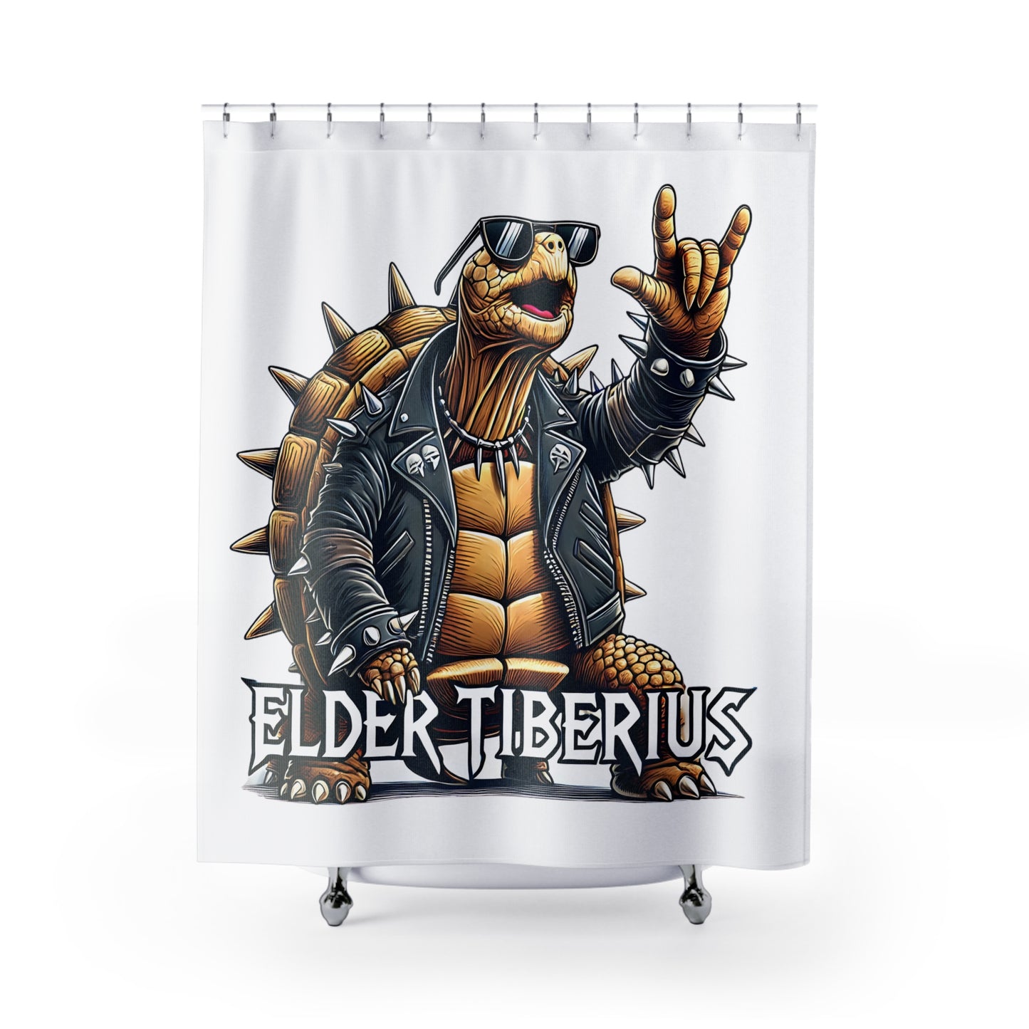 Cool Turtle Rocker Shower Curtain - Elder Tiberius Design
