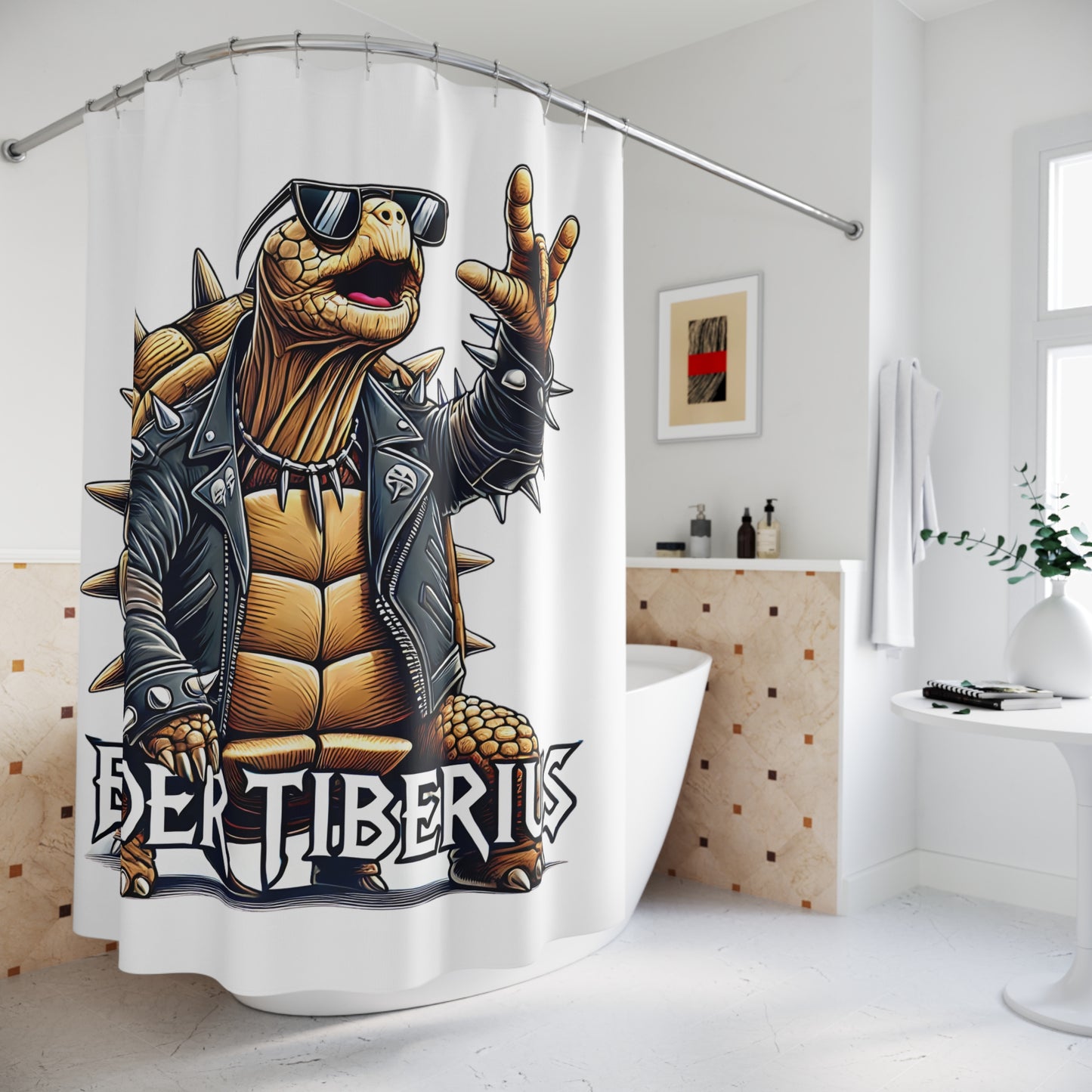 Cool Turtle Rocker Shower Curtain - Elder Tiberius Design