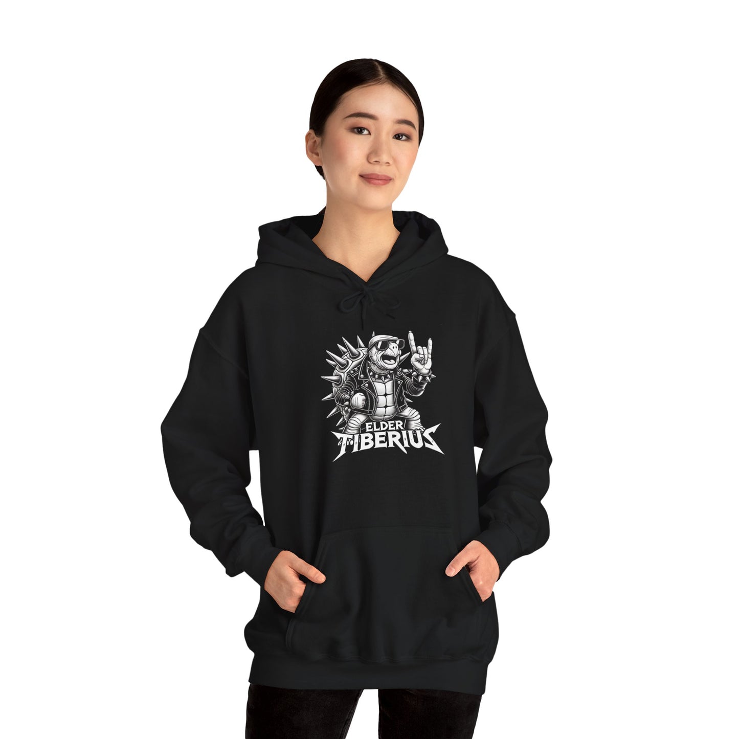 Hooded Sweatshirt featuring Elder Tiberius the Rock Star Tortoise